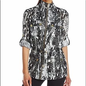 NWT CALVIN KLEIN Women's Printed Linen Jacket